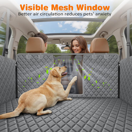 Ultimate 4-in-1 Dog Car Seat Cover: Waterproof Hammock with Mesh Window for Back Seat Protection in Cars, SUVs & Mid-Size Trucks