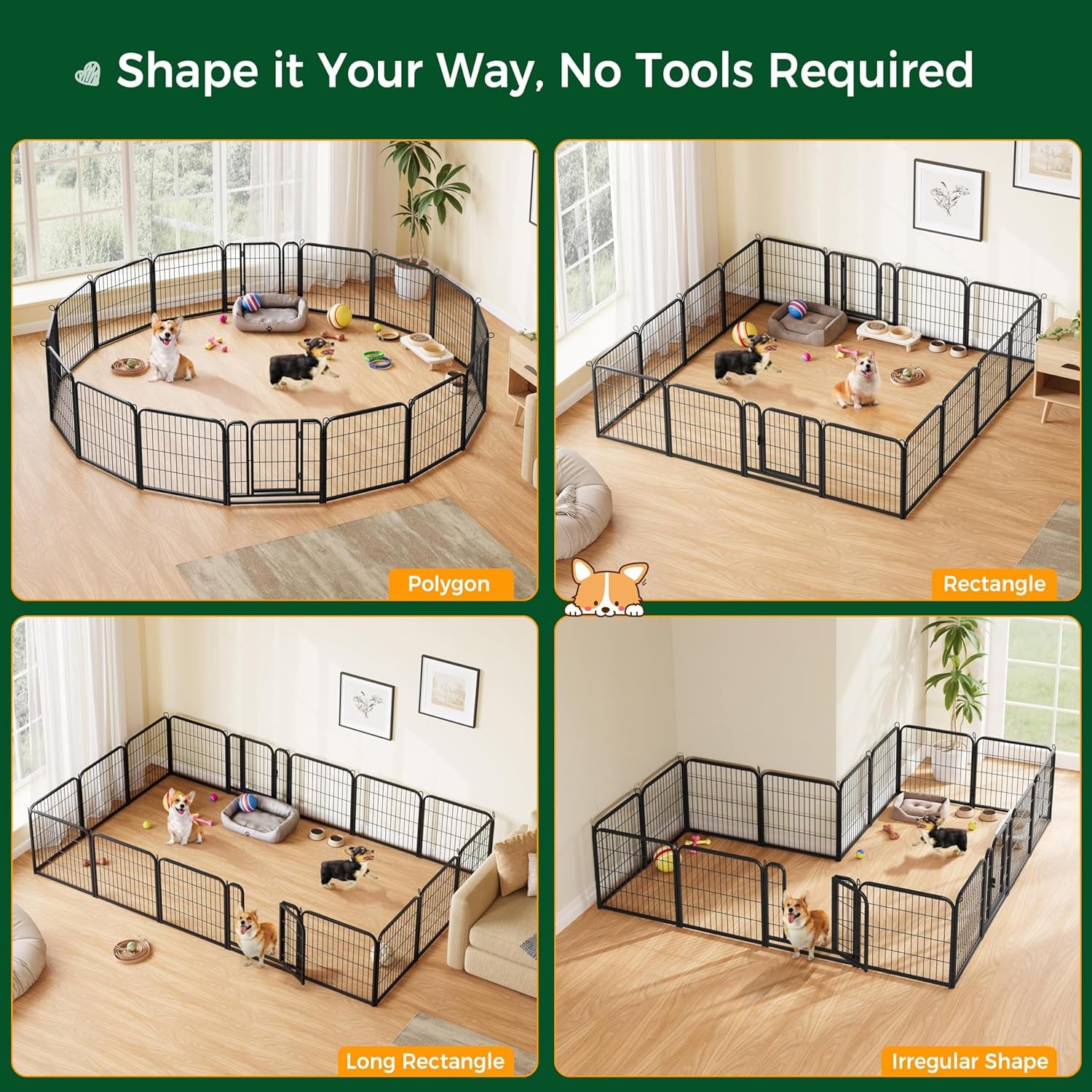 Yaheetech 24-Inch 16-Panel Heavy-Duty Metal Dog Playpen - Perfect for Outdoor Adventures, Easy Tool-Free Setup, and Ideal for Small Dogs and Puppies