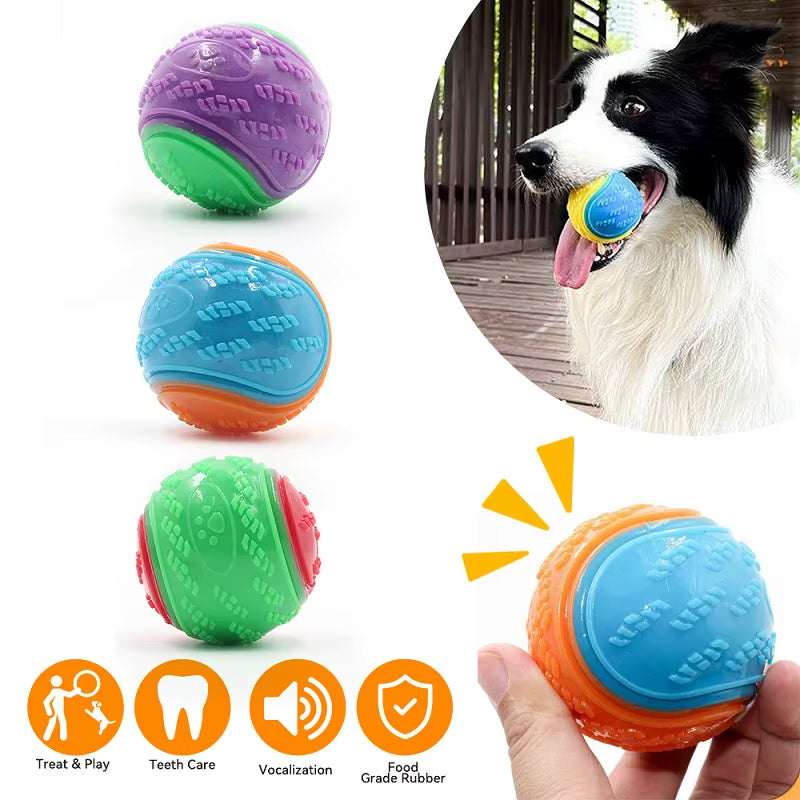 Interactive Soft TPR Dog Ball Toy - Squeaky, Bite Resistant, Perfect for Teeth Cleaning