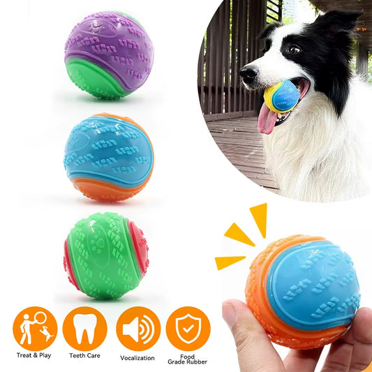 Interactive Soft TPR Dog Ball Toy - Squeaky, Bite Resistant, Perfect for Teeth Cleaning