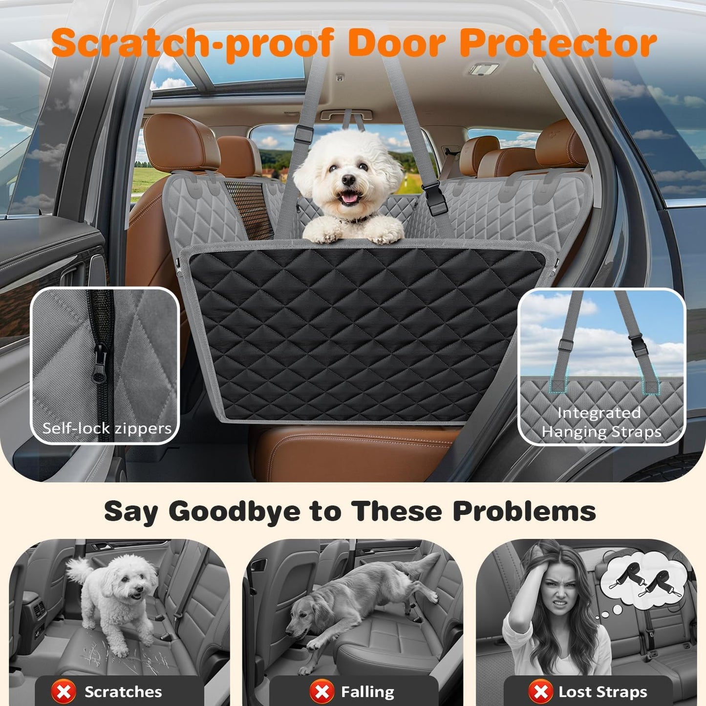 Ultimate 4-in-1 Dog Car Seat Cover: Waterproof Hammock with Mesh Window for Back Seat Protection in Cars, SUVs & Mid-Size Trucks