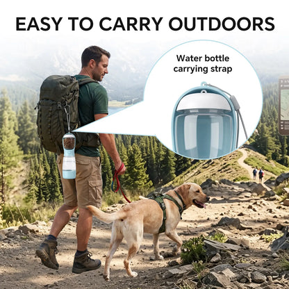 Ultimate Portable 3-In-1 Dog Water Bottle with Food Container & Built-In Poop Bag Dispenser - Perfect for Hiking & Walking