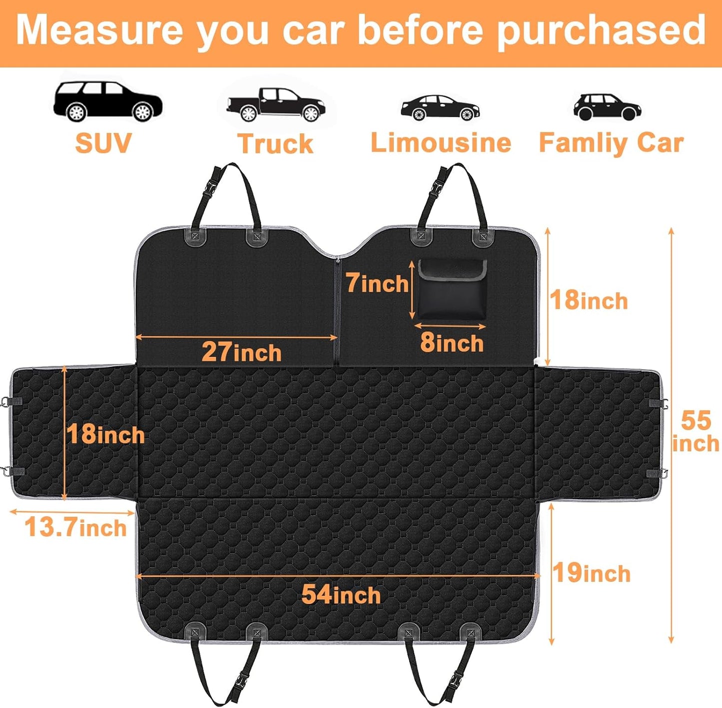 Ultimate Waterproof Dog Car Seat Cover - Heavy Duty Hammock for Back Seat Protection | Fits Sedans, Trucks, and SUVs