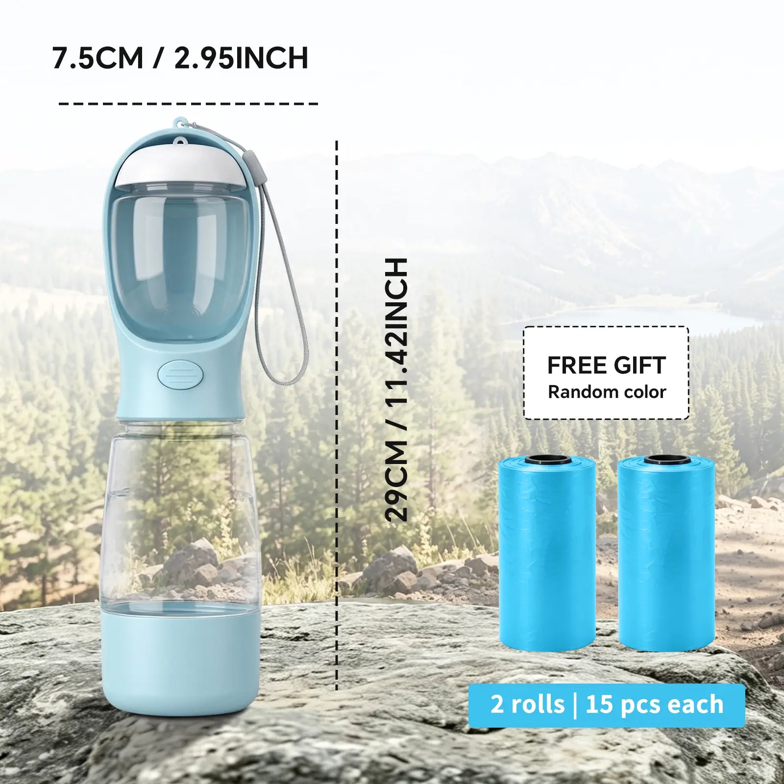 Ultimate Portable 3-In-1 Dog Water Bottle with Food Container & Built-In Poop Bag Dispenser - Perfect for Hiking & Walking