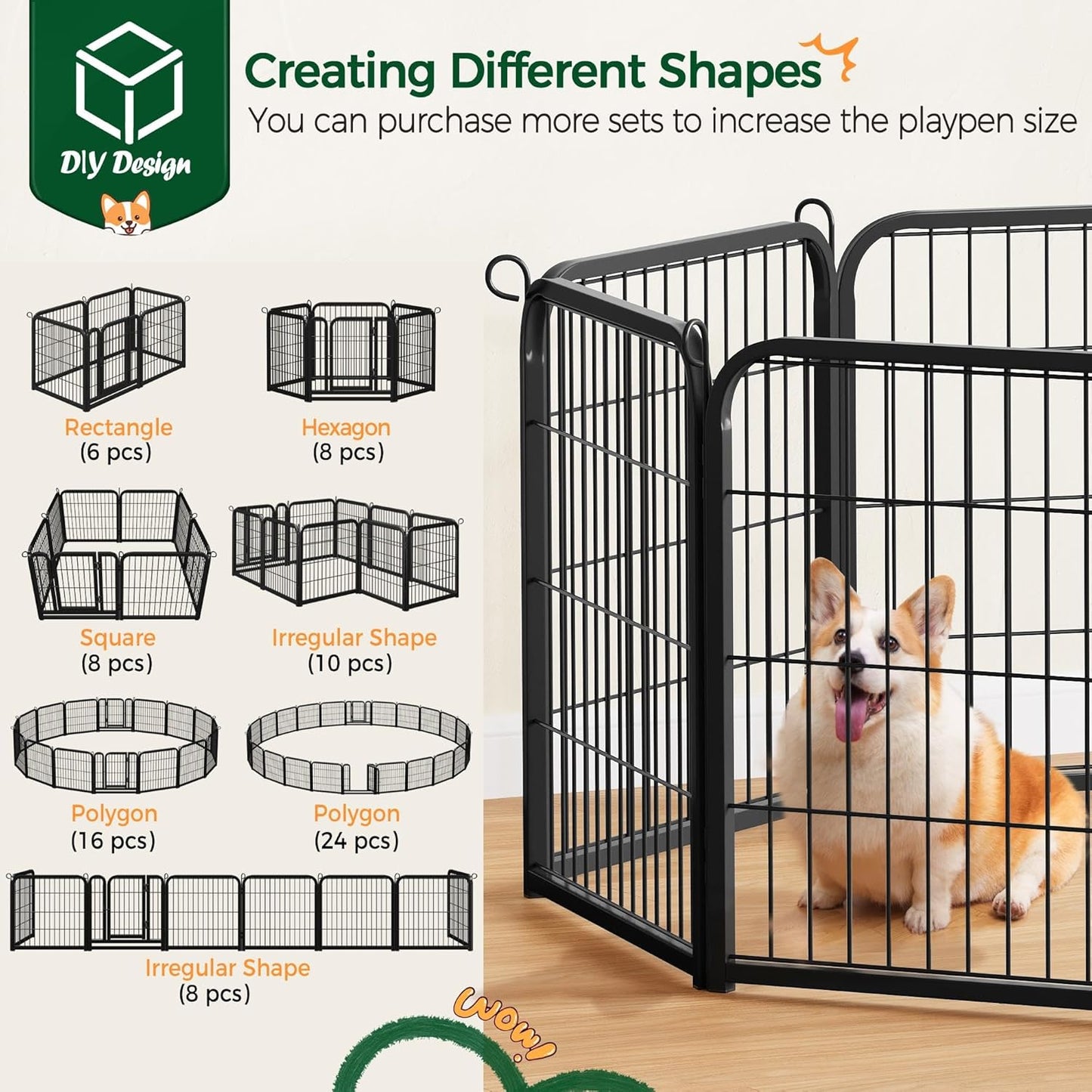 Yaheetech 24-Inch 16-Panel Heavy-Duty Metal Dog Playpen - Perfect for Outdoor Adventures, Easy Tool-Free Setup, and Ideal for Small Dogs and Puppies