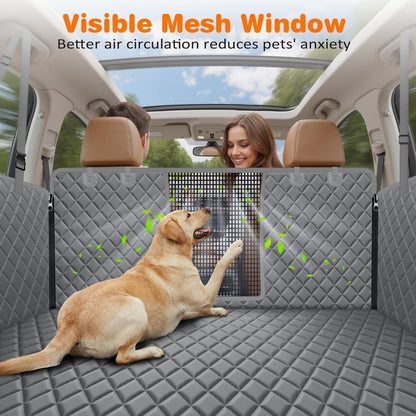 Ultimate 4-in-1 Dog Car Seat Cover: Waterproof Hammock with Mesh Window for Back Seat Protection in Cars, SUVs & Mid-Size Trucks