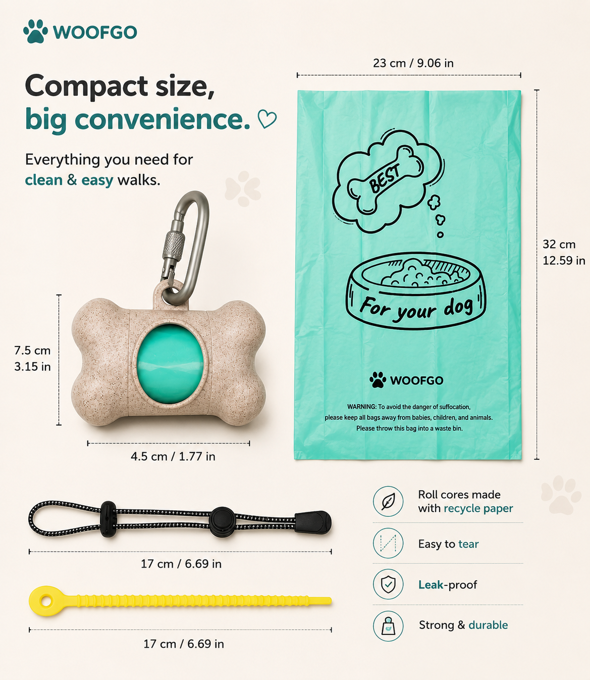 CleanClip waste bag dispenser carabiner clip close-up