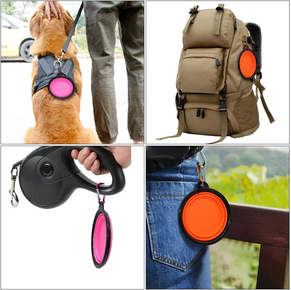Versatile Collapsible Dog Bowls - 2 Pack of Portable Feeding & Watering Dishes in Vibrant Orange and Pink for All Breeds