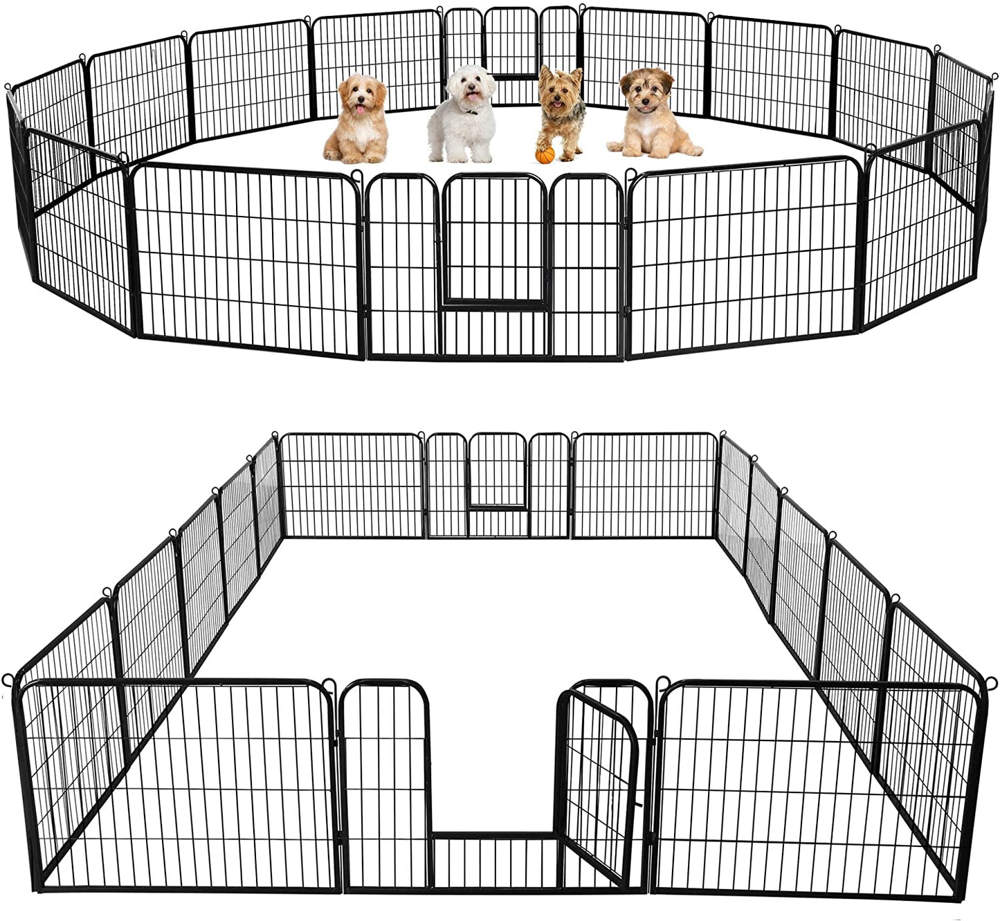 Yaheetech 24-Inch 16-Panel Heavy-Duty Metal Dog Playpen - Perfect for Outdoor Adventures, Easy Tool-Free Setup, and Ideal for Small Dogs and Puppies