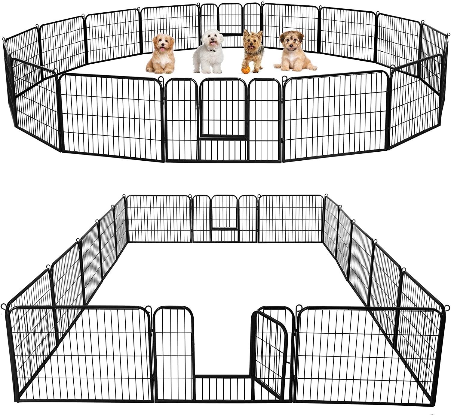 Yaheetech 24-Inch 16-Panel Heavy-Duty Metal Dog Playpen - Perfect for Outdoor Adventures, Easy Tool-Free Setup, and Ideal for Small Dogs and Puppies