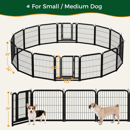 Yaheetech 24-Inch 16-Panel Heavy-Duty Metal Dog Playpen - Perfect for Outdoor Adventures, Easy Tool-Free Setup, and Ideal for Small Dogs and Puppies